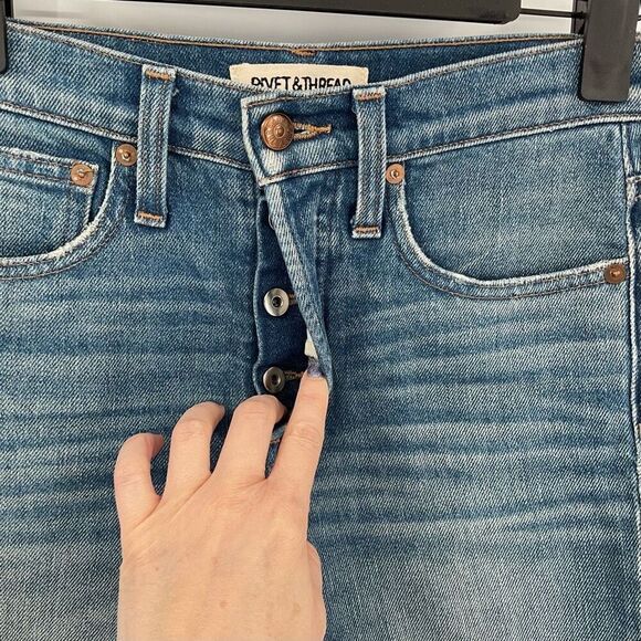 Rivet & Thread Relaxed Bootcut Jeans Cropped Stretch Medium Wash K8001 Women 25 - Picture 7 of 11